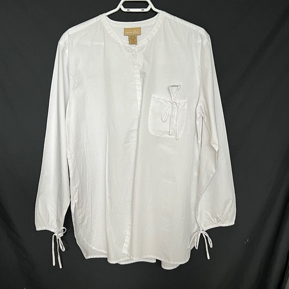 Cotton Ginny Oversized Shirt Button up White Size Extra Large Bow Chest Pocket - Picture 1 of 5